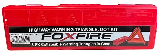 Roadside Emergency Reflective Warning Triangles with Carrying Case, DOT Approved, Weighted Base, 3 Pack, F3TK