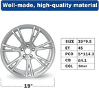 New 19x9.5" 19 Inch Premium Aluminum Alloy Wheel Rim Compatible with Model Y 2020-2023 | OEM Design, Alloy Replacement Wheel, Super Duty Car Rims Replacement - OE Stock Specs, Silver