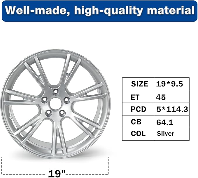 New 19x9.5" 19 Inch Premium Aluminum Alloy Wheel Rim Compatible with Model Y 2020-2023 | OEM Design, Alloy Replacement Wheel, Super Duty Car Rims Replacement - OE Stock Specs, Silver