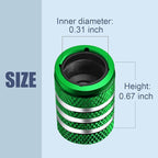 Tire Valve Stem Caps Cover - (5 Pack) Tire Air Cap N2 Nitrogen Metal with Plastic Liner Corrosion Resistant Leak-Proof for Car Truck Motorcycle Bike Green