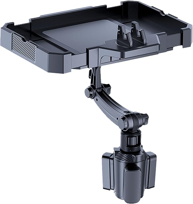 7.9-9.8in Expandable Car Cup Tray, 360 Rotating w/Phone Holder for RV Truck | Road Trip Essentials / Travel Must-Have / Snacks Food Tray