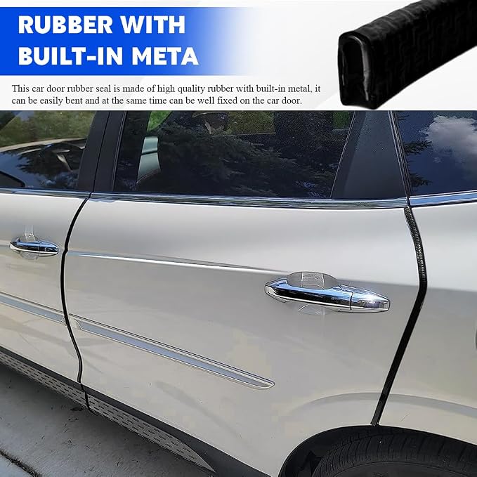 16.4Ft(5M) Car Door Edge Guards, Car Door Protector, U Shape Edge Trim Rubber Anti-Collision Seal Protector, No Glue Required Auto Entry Guard Seal Strips Fit for Trucks SUVs Sedans (Black)