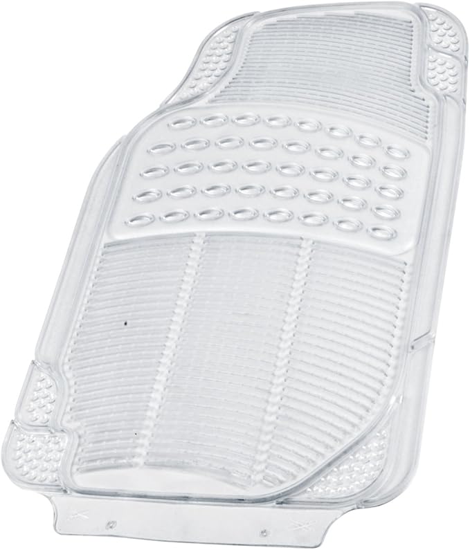 4-Piece Rubber Transparent Clear Floor Mats Heavy Duty for Front & Rear Car Truck Van SUV, All Weather Protection, Universal Fit