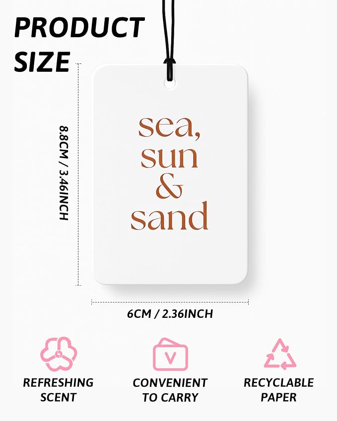 Coastal Beach Car Air Freshener 4 Pcs Coconut Scented, Black and White Summer Palm Tree Car Accessories Mirror Decor for Women, Beachy Hanging Air Freshener for Cars Closet Drawer Books