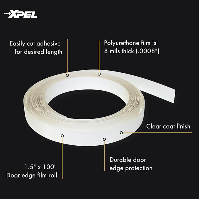 Door Edge Guard Protection Film Roll, 3/4" x 100' - Car or Truck Doors, Protective Barrier Against Minor Scratches, Paint Chips, Door Edge Impact, and Dings - Prevents Damage and Possible Rust