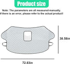 Car Windshield Cover for Ice and Snow, 72.83"×38.58" Weatherproof Car Window Protector with Elastic Straps, Universal Automotive Frost Guard Accessories for Cars/SUVs/Trucks (Silver)