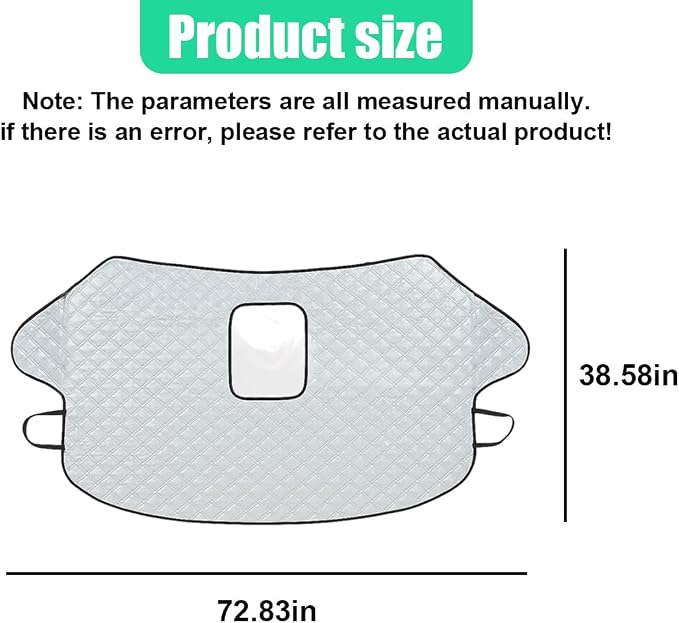 Car Windshield Cover for Ice and Snow, 72.83"×38.58" Weatherproof Car Window Protector with Elastic Straps, Universal Automotive Frost Guard Accessories for Cars/SUVs/Trucks (Silver)
