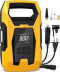 AC/DC Tire Inflator Portable Air Compressor, Dual Power for Home 110V AC and Car 12V DC Air Pump with Pressure Gauge, Auto Shutoff, Tire Pump for Car Motorcycle Bicycle and Other Inflatables