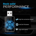 Wireless CarPlay Adapter for iPhone & Android Auto – Plug & Play, Fast Auto-Connect, Compatible with Factory Wired CarPlay, Stable Dual-Band Connection – WUA-8PRO