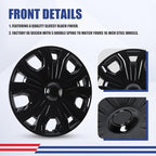 4Pcs 16 2014-2023 Wheel Hubcaps Wheel Cover Fits for Ford Transit | Connect Steel PP Material Snap-On Installation inch Car ReplacementBlack Lacquer