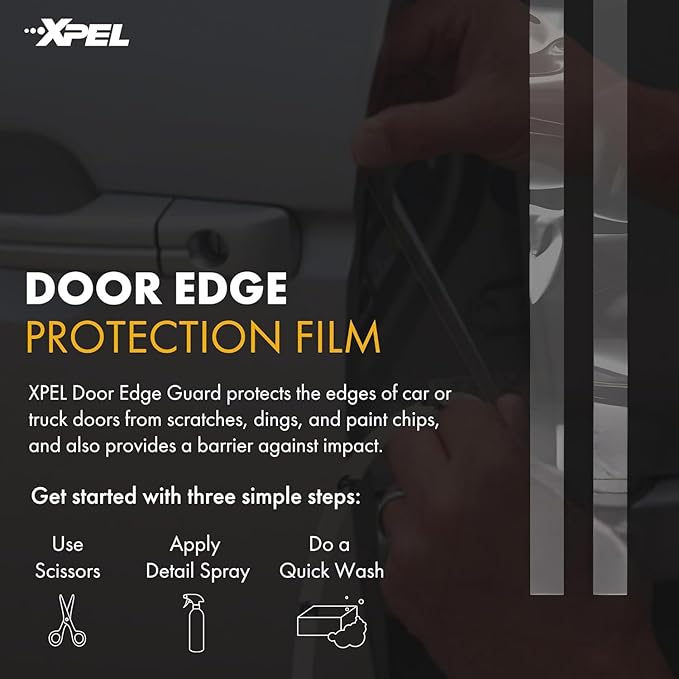 Door Edge Guard Protection Film Roll, 4-18" Strips - Car or Truck Doors, Protective Barrier Against Minor Scratches, Paint Chips, Door Edge Impact, and Dings - Prevents Damage and Possible Rust