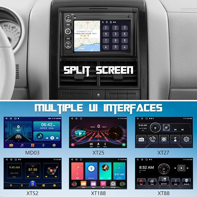 Android Car Radio Stereo for Ford F150 F250 F350 Fusion Edge Explorer Taurus Freestar 7 inch Touch Screen 2G+32G with Carplay/Android Auto SWC GPS WiFi Bluetooth FM RDS DSP