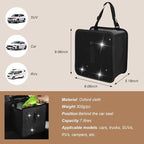 Car Trash Can, Bling Rhinestone Crystal Waterproof Hanging Garbage Bag for Car Interior, Oxford Leakproof Foldable Waste Organizer Trash Bin Universal for Most Vehicles (Black)