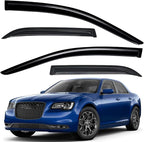 Extra Durable Outside-Mount Auto Vent Window Visor, Fits 2011-2023 Chrysler 300, UV Protection Rain Guard, Original Wind Deflector, No-Drill Easy Install, Dark Smoke, 4-Pcs