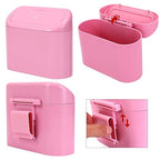 2 Pack Mini Car Trash Can with Lid, Small Car Garbage Can, Cute Leakproof ABS Trash Bin, Auto Accessories for Interior, Garbage Bin for Home, Office with 120pcs Trash Bags Pink