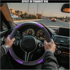 Car Steering Wheel Cover, 15 Inch Carbon Fiber Leather Elastic Steering Wheel Protector, Anti-Slip, Breathable & Soft Car Interior Accessories Universal for Most Cars, Men & Women (Purple)