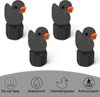 Prank Glow in The Dark Valve Stem Caps Prank, Glow in The Dark Car Tire Caps, Little Buddy Valve Cap, Glowing Tire Valve Cap, Luminous Tire Valve Stem 4 Pack (Black Glow in the Dark Duck)