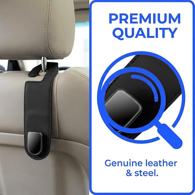 Car Seat Headrest Hook, 2PCS Vehicle Seat Back Hangers Organizer for Handbag Purse Coat, Automotive Interior Headrest Storage Hooks, Universal for SUV Automobile Truck (Black)