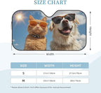 Windshield Sun Shade Dog Cat Funny Car Front Window Sunshade Cover for Truck SUV Blocks UV Rays Automotive Visor Interior Protector 55 x 30 inch