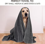 Dog Towel Super Absorbent Pet Bath Towel Microfiber Dog Drying Towel for Small, Medium, Large Dogs and Cats 30inch x 50inch Dark-Gray
