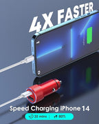 2 Pack USB C Car Charger,Dual USB A & USBC Car Charger Fast Charging,PD/QC Car Phone Charger USB C Cigarette Lighter Adapter for iPhone 17/16/15/14/13/12/11 Pro Max,iPad,Galaxy S26/25,Android and more