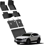 Floor Mats & Trunk Mat & Backrest Mat for Mazda CX30 2020-2026 All Weather TPE Custom Fit 2026 2025 2024 2023 2022 2021 2020 1st & 2nd Row Floor Liners Car Mats Accessories, Black