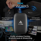 AI Box Lite – Wireless CarPlay & Android Auto Adapter, Plug-and-Play, Fast Connection, Stable Performance, Stream Netflix & YouTube via Hotspot, Works with OEM Touchscreen