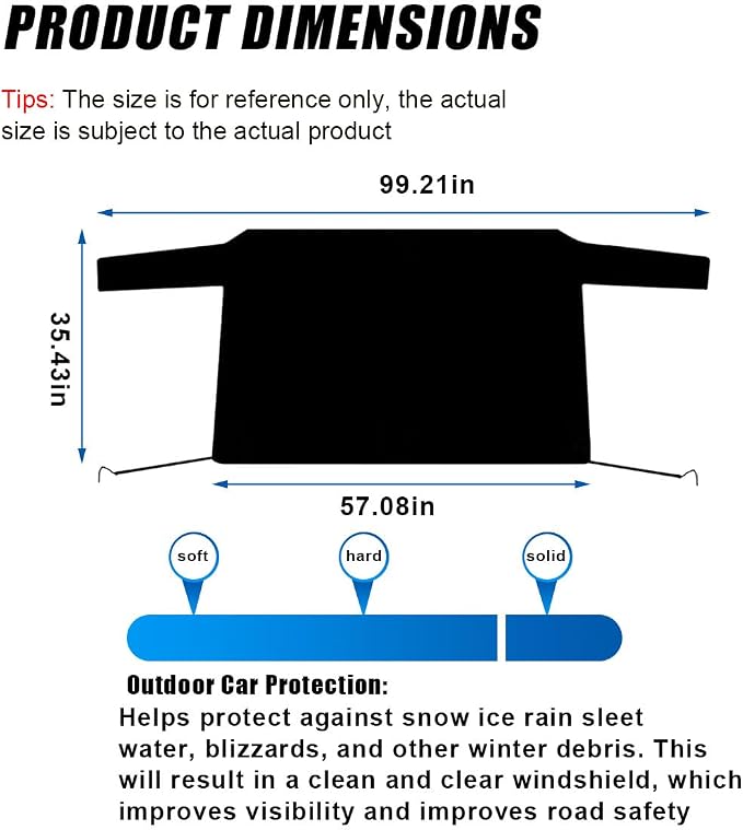 Car Rear Windshield Snow Cover, 57×35 Inch Anti Ice Frost Rear Windshield Protector, Windproof Oxford Back Window Cover, Winter Car Accessories for Cars, Trucks, SUVs, Lorries
