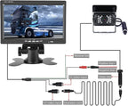 7" Backup Camera with Monitor Kit, Waterproof 18 IR LED Night Vision Reverse Camera + Rear View Monitor Vehicle Parking System for RV Bus Trailer Truck (65ft 4-Pin Aviation Video Cable)