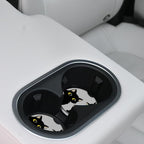 Cute Black Cats Ceramic Cup Holders Car Coasters Set for Women/Men,Drink Cup Car Holder Coasters with A Finger Notch 2.56" Pack of 2.