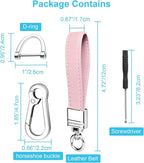 Genuine Leather Car Keychain,Universal Heavy Duty Metal Key Chain Accessories,Car Fob Key Keychain Holder with 360 Degree Rotatable Snap Swivel and Anti-Lost D-Ring for Men Women(Light Pink)
