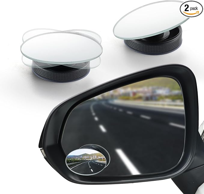 Blind Spot Car Mirror, Oval HD Glass Frameless Convex Side Mirror Blindspot, Reusable 360° Wide Angle Rear View Car Mirrors with Powerful Adjustable Suction Cup - Exterior Mirrors
