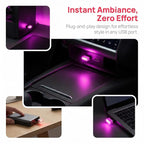 2PCS USB LED Car Interior Atmosphere Lamp, Portable Mini, Purple | 5V USB-A plug-in, soft accent glow, no wiring, decor night light, car accessories for cars, SUVs, trucks