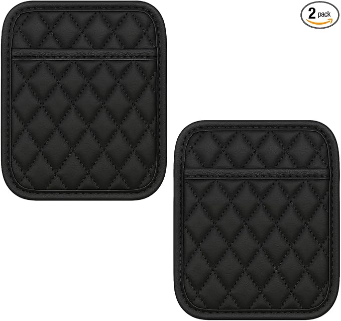 2PCS Car Side Pocket Organizer, Universal Waterproof PU Leather Auto Seat Gap Filler Storage Bag, Self-Adhesive Multifunctional Car Door Sunglasses Holder Pouch for Phone, Card (M)