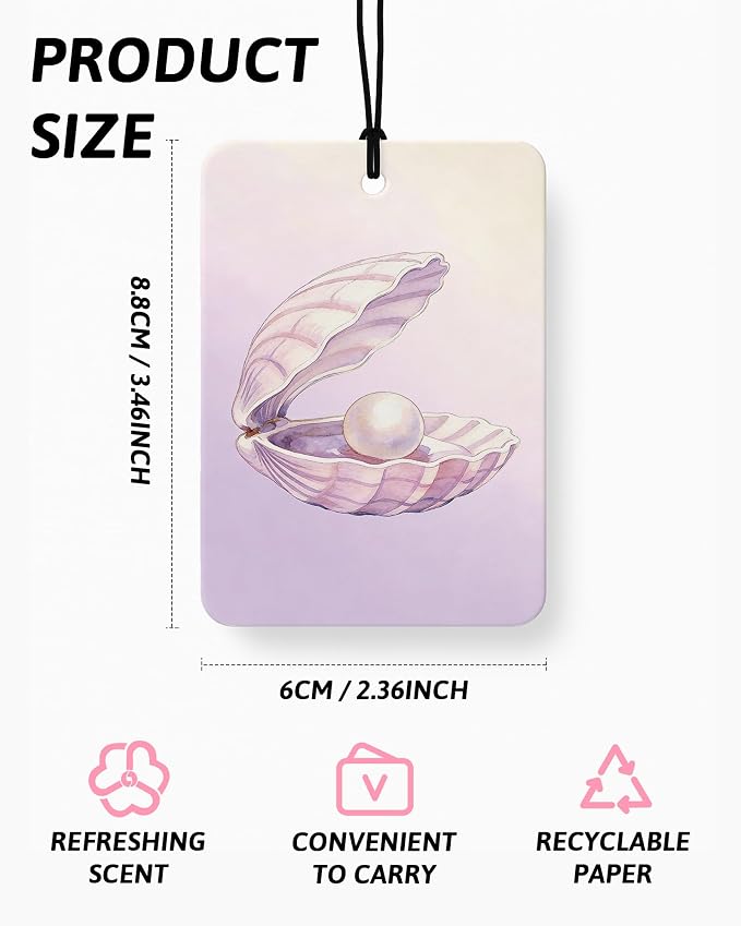 Purple Beach Car Air Freshener 4 Pcs Coconut Scented, Ocean Shell Turtle Starfish Jellyfish Car Accessories Mirror Decor for Women, Beachy Hanging Air Freshener for Cars Closet Drawer Books