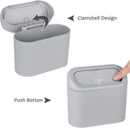 Car Trash Can, Portable Vehicle Trash Bin with Lid, Mini Car Dustbin Garbage Organizer Holder with One Roll Trash Bag, Leakproof Hanging Cars Storage Bag Container for Auto, SUV, Office (Grey)