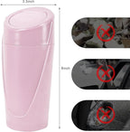 Wevdn Car Trash Can Bin with Lid, Mini Leakproof Vehicle Side Door Cup Holder Trash Can with Lid, Multipurpose Organizer Portable Garbage Bin for Cup Holder Car Home Office (Pink)