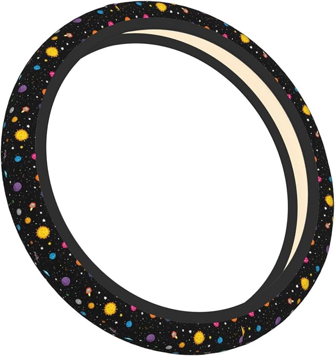 Universal 15-Inch Neoprene Steering Wheel Cover, Non-Slip Breathable Galaxy Space Print Protector, Durable Eco-Friendly Car Interior Accessory for Men and Women, Fits Most Sedans, SUVs, and Trucks