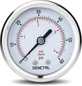 0-60 Psi Pressure Gauge, 2" Dial, 1/4 NPT Back Mount, Waterproof, Stainless Steel Case, for Swimming Pool Filter Pump Spa Water Air MTB Tire Pressure Test