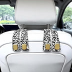 2 Pack Purse Hook for Car Headrest, Car Seat Back Storage Hook for Purses and Bags, Car Back Seat Headrest Purse Holder, Hanger Storage Organizer (Black Leopard)