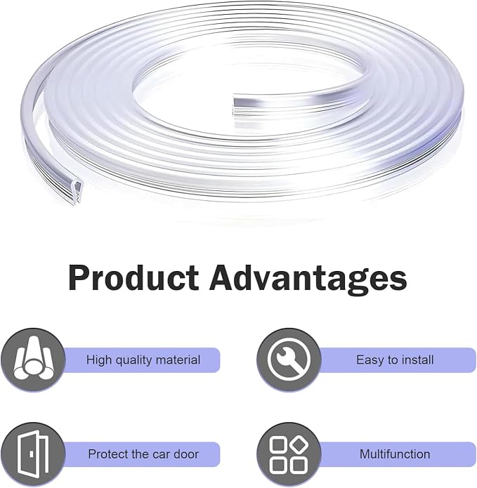 Car Door Edge Guard, 16.4 Ft U-shaped Anti-collision Protective Trim with Inner Grip Line, Flexible Cuttable Seal Strip for Door Hood Trunk, Self-adhesive Accessory for Cars (Transparent)