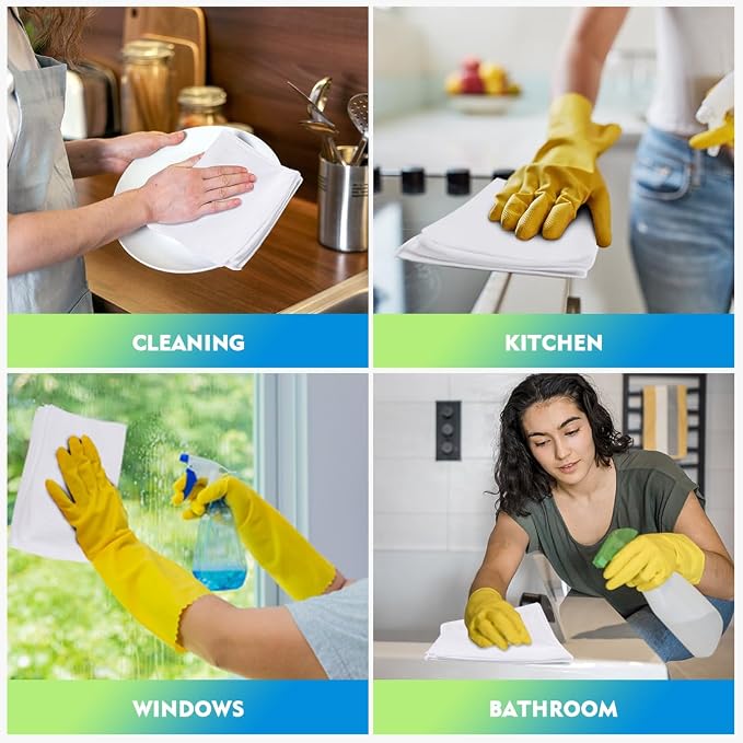 White Microfiber Cleaning Cloth 12 Pack, 12.5 x 12.5 inch Microfiber Towels for Cars, Ultra Absorbent Car Washing Cloth, Lint Free Streak Free Cleaning Rags for Car, Kitchen, and Window