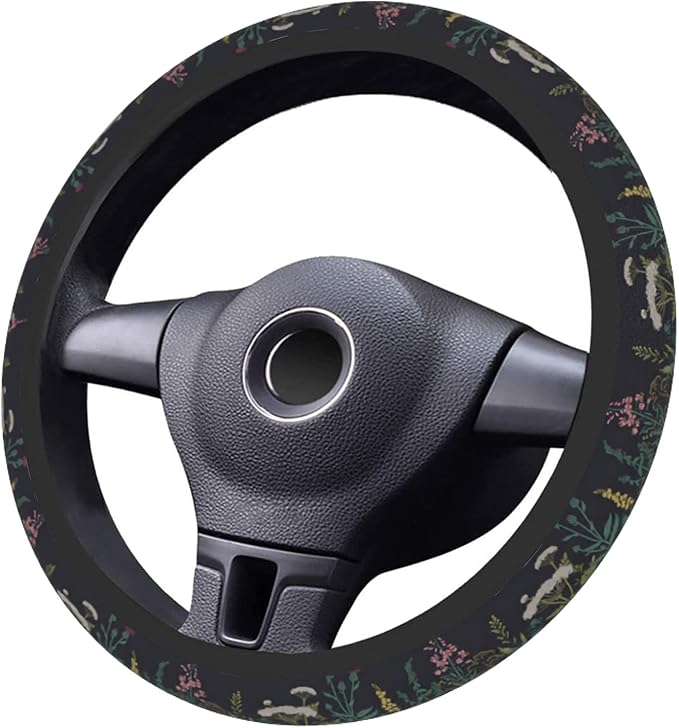 Wildflower Car Steering Wheel Cover for Women Men, Non-Slip Steering Wheel Protector, Universal 14"-15" Fit for Cars, SUVs, Trucks (Wild Flowers)