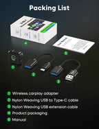 2026 Upgraded Wireless CarPlay & Android Auto Adapter, 2-in-1 Mini Size Plug and Play Adapter for iPhone & Android Auto, Seamless Connection for Convert Wired to Wireless Car Play, USB/USB-C Port