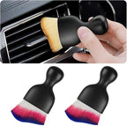 2PCS Car Interior Detailing Brush with Dust Cover, Auto Soft Hair Cleaning Brushes, Scratch Free Curved Dirt Collectors, for Vehicle Dashboard Air Conditioner Vents Leather(Red/Blue)