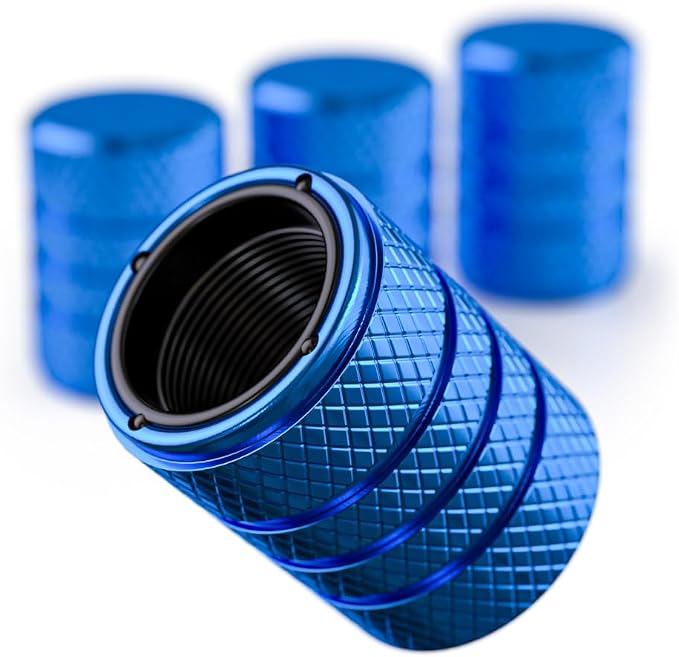 Aluminum Tire Valve Stem Caps – Anti-Rust, Premium Anodized Aluminum, Corrosion-Resistant, Easy Install, Universal Fit for Car, Truck, Bike, SUV – 1 Pack/Set of 4 (ICE Blue)