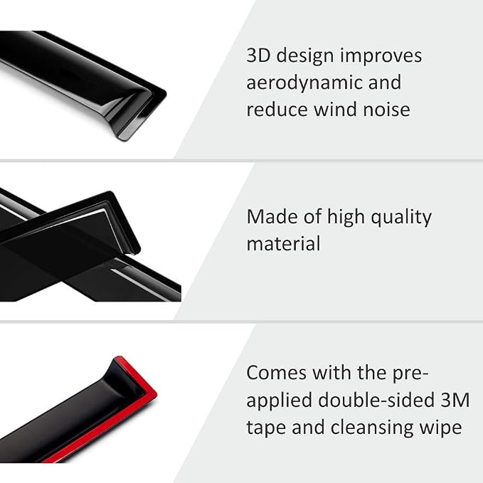 Voron Glass Tape-on Extra Durable Rain Guards for Toyota Corolla 2020-2026 Sedan, Window Deflectors, Vent Window Visors, 4 Pieces - 100791