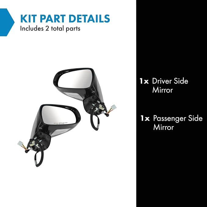 Driver and Passenger Side Mirror Assembly Set Power Heated Puddle Light Paint to Match Smooth Black Compatible with 2006-2008 Lexus IS250 2006-2008 Lexus IS350
