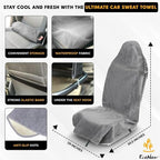 Car Seat Cover Sweat Towel – Waterproof Universal Seat Protector for Gym, Workout, Swimming, Camping & Dog Travel – Washable Car Seat Cover for Cars, Trucks, SUVs & Vans – Grey 29" x 55.5"