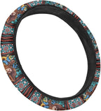 Aztec Highland Cow Sunflower Butterfly Car Steering Wheel Cover Soft Stretch Anti-Slip Washable Car Interior Accessory Universal Fit for Car SUV Trucks